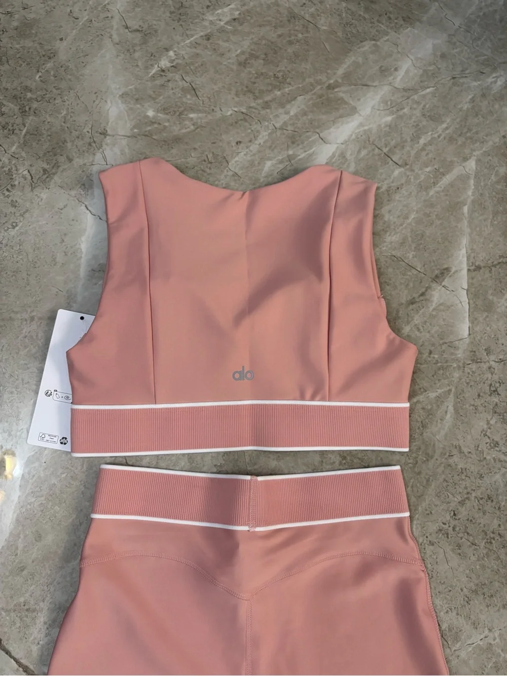 ALO Yoga Dusty Rose High-Waist Leggings & Supportive Crop Top Set